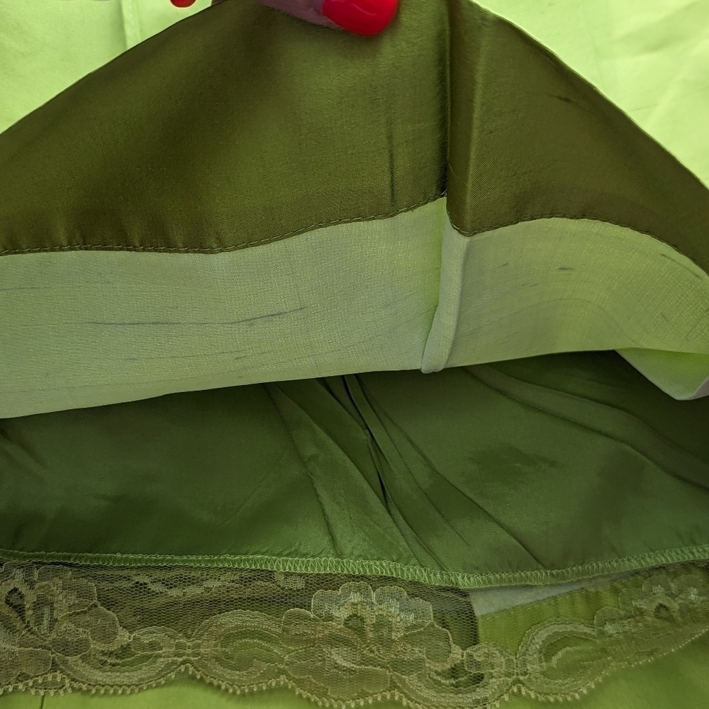Y2K Trina Turk Silk Bow Mini Skirt Chartreuse Green S - Picture 10 of 12